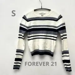FOREVER 21 ストライプリブ編み長袖ニット　Sのサムネイル