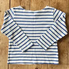 PETIT BATEAU 長袖カットソー 110cm 白×青ボーダー