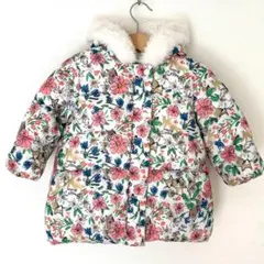 【美品】プチバトーPETIT BATEAU 花柄中綿コート 18m 81cm