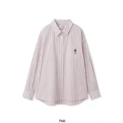 【美品】LILY BROWN(リリーブラウン)ストライプシャツ くま　ピンクのサムネイル