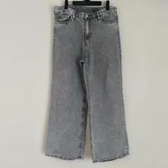 H&M ハイウエストワイドデニムパンツ　ライトグレーのサムネイル