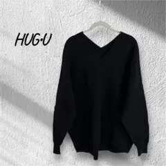 HUG'U ブラック Vネック セーター　ゆったりのサムネイル