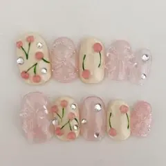 ネイルチップ　さくらんぼネイル