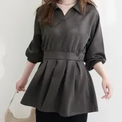 ナチュラルクチュール 衿付きスキッパー配色トップスのサムネイル
