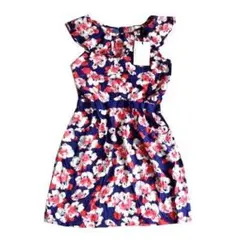 新品 GOOD LOOK 紺 花柄 ノースリーブ ワンピース 膝丈 輸入 海外