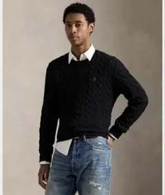 POLO RALPH LAUREN ケーブルニット セーター ネイビー Sのサムネイル