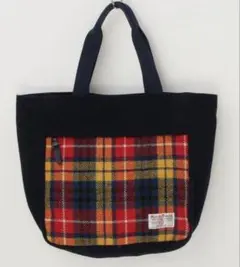 【HARRIS TWEED】秋冬厚手チェック柄トートバッグダークネイビーのサムネイル