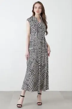 ピンキーアンドダイアン◆ハウンドトゥースプリントワンピース ブラック 38