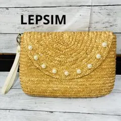 LEPSIM ストロー製パール装飾かごバッグ　セカンドバック　籠バッグのサムネイル