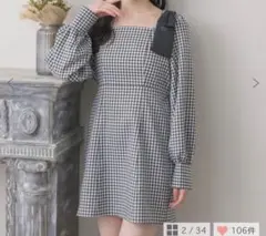 肩リボン　ワンピース　レトロガールのサムネイル