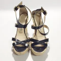 JIMMY CHOO ジミーチュウ ウェッジソール サンダル エナメル 黒 37