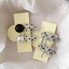 ヘアピン 4個セット 黒 白 シルバー