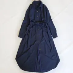 バンヤードストーム スパンツイルシャツワンピース 金ボタン S 紺