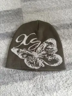 x-girl バタフライデザイン ビーニーニット帽