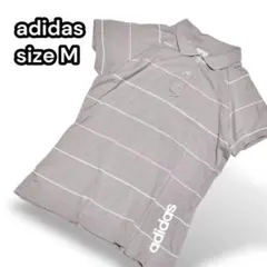 アディダス ポロシャツ 半袖 綿100% ゴルフ【M】グレージュ Y2Kスポカジ