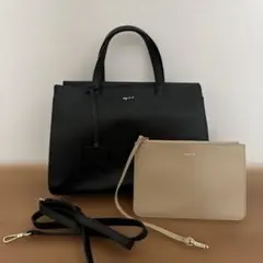 アニエスベー agnes b. 2wayハンドバッグ　ポーチ付き　ブラック