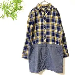 メイソングレイ チュニックシャツ 長袖 M チェック柄 オールインワン コットン