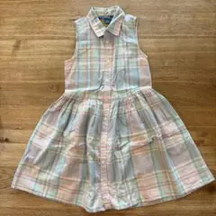 【極美品】ポロラルフローレン パステルチェック シャツワンピース 6 120cm