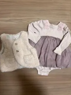 プティマインファーベスト70㎝とアプレレクールロンパースドレス80㎝のセット♡