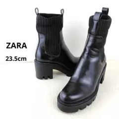 美品 ZARA ザラ サイドゴアブーツ ソックスブーツ 厚底 トラックソール 黒