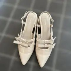 Heather ベージュ リボン付きパンプス ヒールのサムネイル