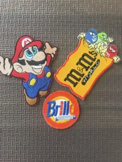 キャラクターワッペン 3枚セット マリオ M&M's Brillo