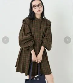 フリークスストア　チェック柄バルーンスリーブミニワンピース　チュニック