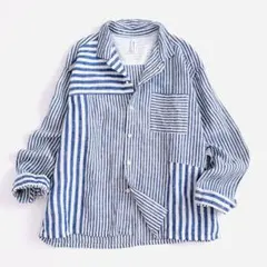 【美品】ナチュラルランドリー クリップタブ リネンパネルシャツ　麻100%のサムネイル