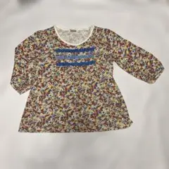 花柄長袖カットソー（フリル付き）　Branshes 140 カラフル　綿100%