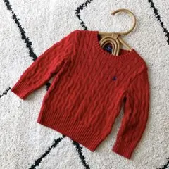 美品　Polo Ralph Lauren 赤 ケーブルニット 100