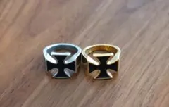 アイアンクロス スカル ファイヤー シルバー リング 指輪 アクセサリー 