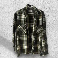 【美品】ネルシャツ 黒緑チェック 長袖