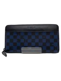 coach コーチ チェック柄 長財布 ブラック/ブルー