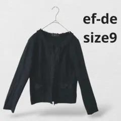ef-deエフデ　フリンジニットカーディガン　長袖　毛混　9号　ブラックのサムネイル
