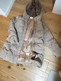 grove フード付きベージュダウンジャケット