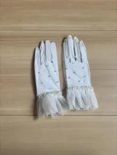 ホワイト ウェディンググローブ パール付き