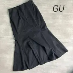 GU ジーユー　グレー　裏起毛ロングフレアスカートXL暖か　春秋冬