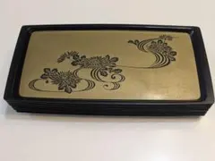 膳 9枚セット 金色と黒の花模様 食器 皿　盆 古美術 アンティーク 中古品