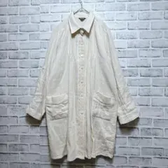シャツワンピース　羽織り　ブラウス　ナチュラル　コットン100 オフホワイト