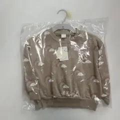 テータテート　バースデイ　虹と雲プリント ベージュ トレーナー 100cm