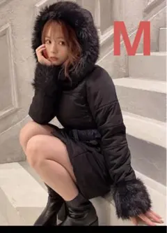 ベルト付きファーダウンコート[kd13]