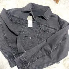gu グレー クロップドデニムジャケット　m