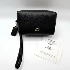 美品 COACH コーチ レザー ポーチ リストレット ブラック Cロゴのサムネイル