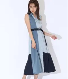 レディアゼル　バイカラーノースリプリーツワンピ
