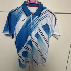 Mizuno ストライプ ポロシャツ 青/白