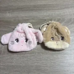 mikko ガチャガチャ フェイス巾着(キャミー，ラテ)