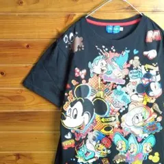 東京ディズニーリゾート　キャラクターTシャツ　半袖シャツ　ミッキー　黒　古着
