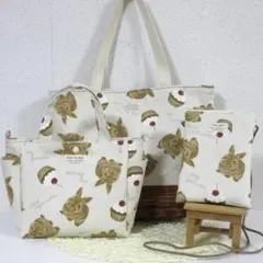 うさぎ柄がとても可愛いトートバック3点セット