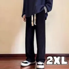コーデュロイ　ワイドパンツ　メンズ　ボトムス　ブラック　2XL