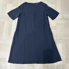 UNIQLO ユニクロ 半袖ひざ丈ワンピース ネイビー